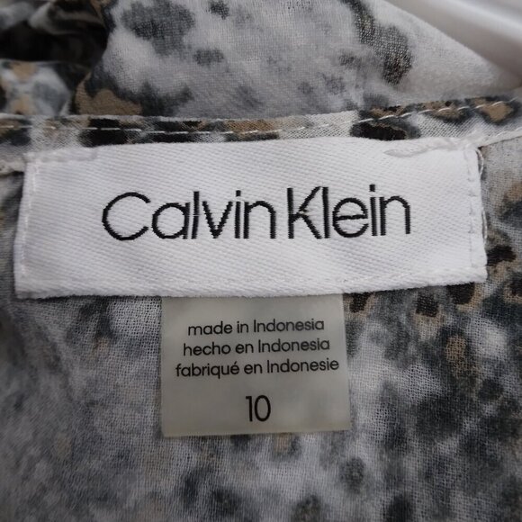 NWT Calvin Klein | Chiffon Faux Wrap Snake Print Hi-Lo Maxi Dress | Size 10 - Picture 9 of 11